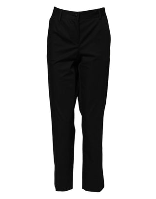Schwarze Baumwollhose mit hoher Taille (elegant)