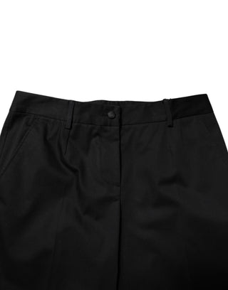 Schwarze Baumwollhose mit hoher Taille (elegant)