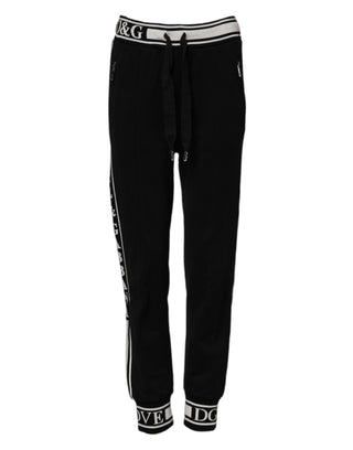 Schwarze Baumwoll-Jogginghose mit Logo-Bund
