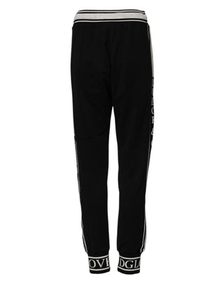 Schwarze Baumwoll-Jogginghose mit Logo-Bund