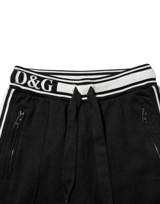 Schwarze Baumwoll-Jogginghose mit Logo-Bund