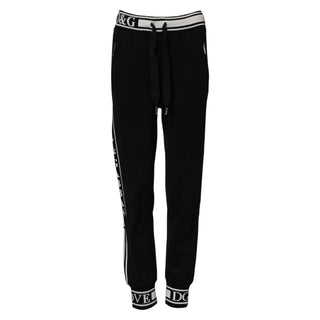 Schwarze Baumwoll-Jogginghose mit Logo-Bund