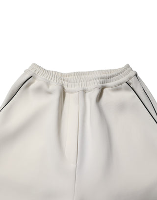 Weiße Viskose-Hose mit weitem Bein zum Hineinschlüpfen