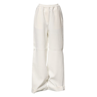 Weiße Viskose-Hose mit weitem Bein zum Hineinschlüpfen
