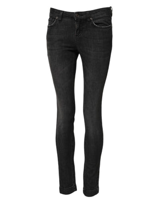 Black Cotton Low Waist Skinny Denim Jeans