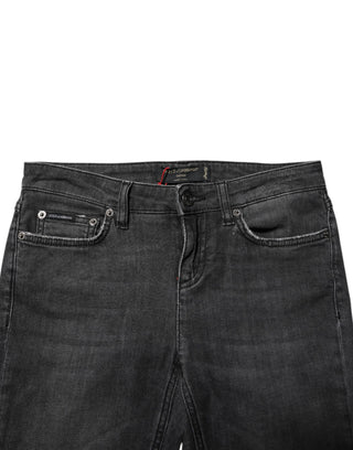 Black Cotton Low Waist Skinny Denim Jeans