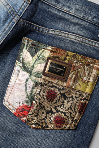 Multicolor Patchwork Tapered Denim Jeans