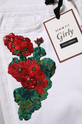 Weiße florale Stickerei MÄDCHENHAFTE Jeans