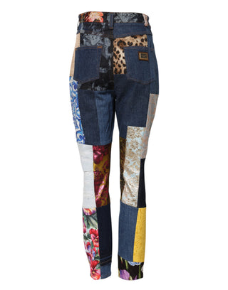 Jeans ajustados de mezclilla multicolor con parches
