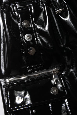 Schwarze High Waist Cargo Bootcut Hose