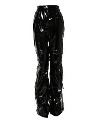 Black High Waist Cargo Bootcut Pants