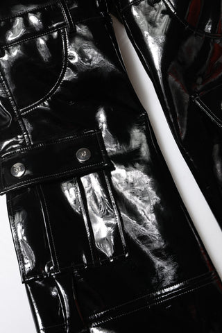 Black High Waist Cargo Bootcut Pants