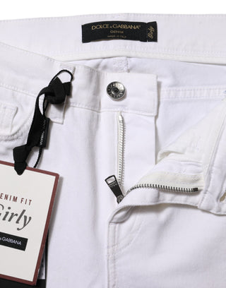 White Floral Embroidery GIRLY Denim Jeans