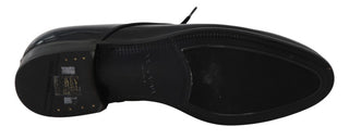 Blaue Leder Hochglanz Derby Schuhe