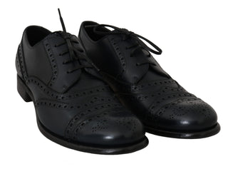 Dunkelblaue Wingtip Oxford Lederschuhe