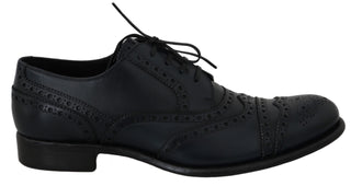 Dunkelblaue Wingtip Oxford Lederschuhe
