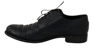 Dunkelblaue Wingtip Oxford Lederschuhe