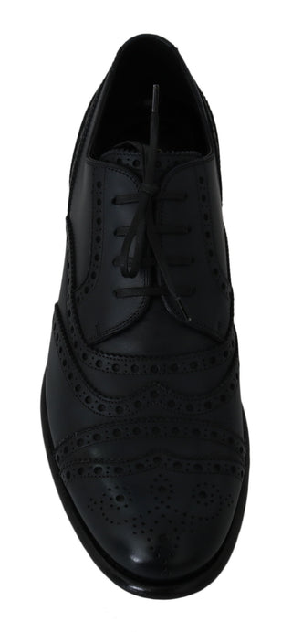 Dunkelblaue Wingtip Oxford Lederschuhe
