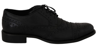 Zapatos de Vestir Oxford de Cuero Azul con Punta