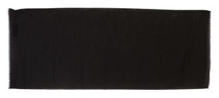 Dark Gray Virgin Wool Striped Pattern Wrap Scarf