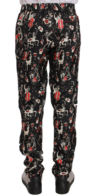 Pantalones de Dormir con Estampado de Instrumentos Musicales Rojos