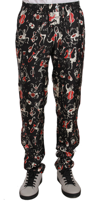 Pantalones de Dormir con Estampado de Instrumentos Musicales Rojos