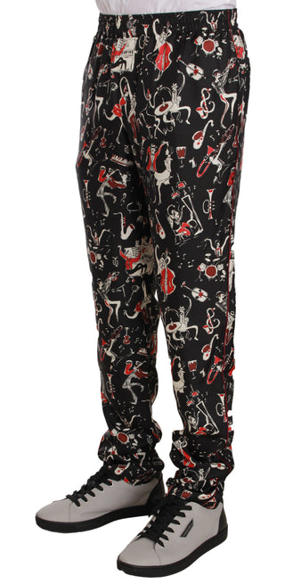 Pantalones de Dormir con Estampado de Instrumentos Musicales Rojos