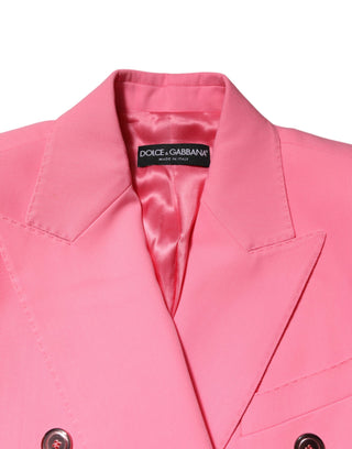 Pink Double Breasted Women Coat Jacket