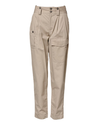 Beige Hose aus Baumwolle mit hohem Bund