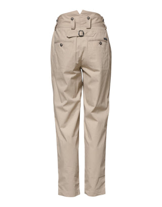 Beige Hose aus Baumwolle mit hohem Bund