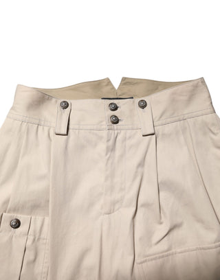 Beige Hose aus Baumwolle mit hohem Bund