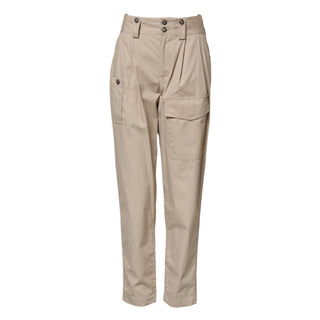 Beige Hose aus Baumwolle mit hohem Bund