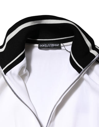 White Viscose Logo Women Full Zip Jacket
