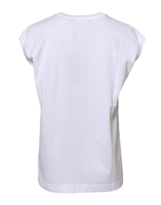 Weißes ärmelloses Damen-Tanktop aus Baumwolle