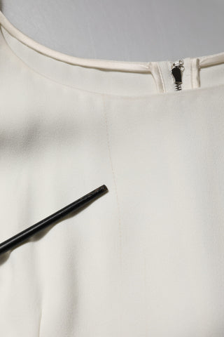 White Round Neck Short Sleeves Blouse Top
