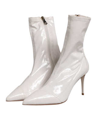 Weiße Stiletto-Absatzstiefel