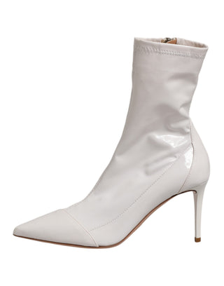 Weiße Stiletto-Absatzstiefel