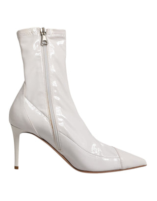 Weiße Stiletto-Absatzstiefel