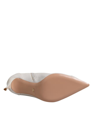 Weiße Stiletto-Absatzstiefel