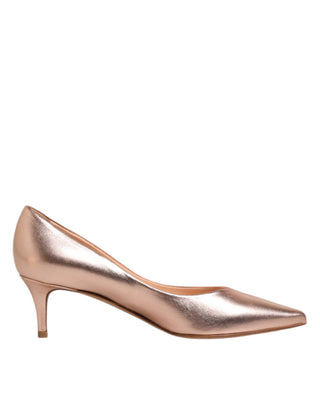 Pinkfarbene Leder-Pumps mit Stiletto-Absatz zum Reinschlüpfen