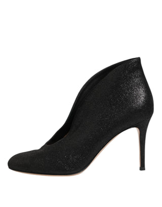 Metallic Black Pump Stiletto Heels Shoes