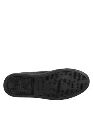 Black Leather Lace Up Mid Top Sneakers Shoes