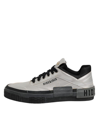 Silver Leather Lace Up Low Top Sneakers Shoes