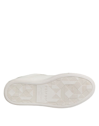 Weiße Leder-Low-Top-Schnürsneaker