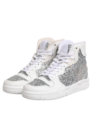 Weiße silberne High Top Damen-Sneaker