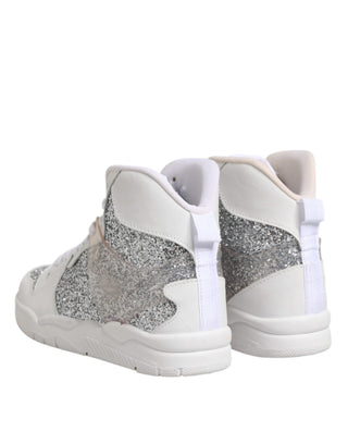 Weiße silberne High Top Damen-Sneaker