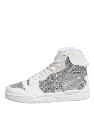 Weiße silberne High Top Damen-Sneaker