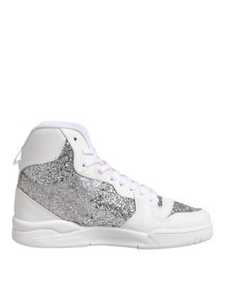 Weiße silberne High Top Damen-Sneaker