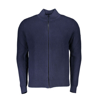Blaue Baumwoll-Herrenstrickjacke