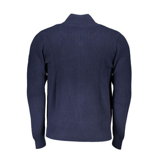 Blaue Baumwoll-Herrenstrickjacke